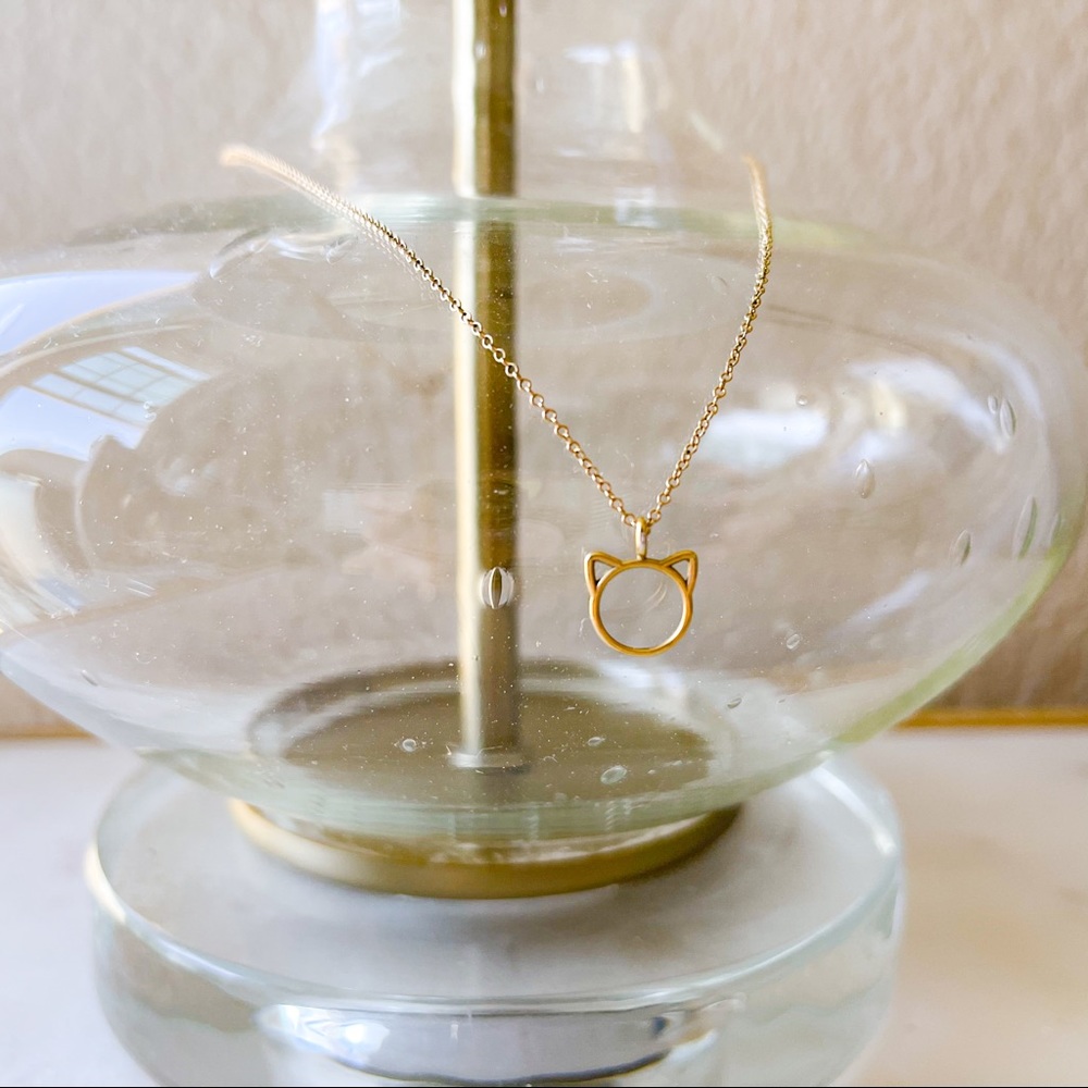 Purrrfection 🐱Gold Cat Charm Dogeared Necklace